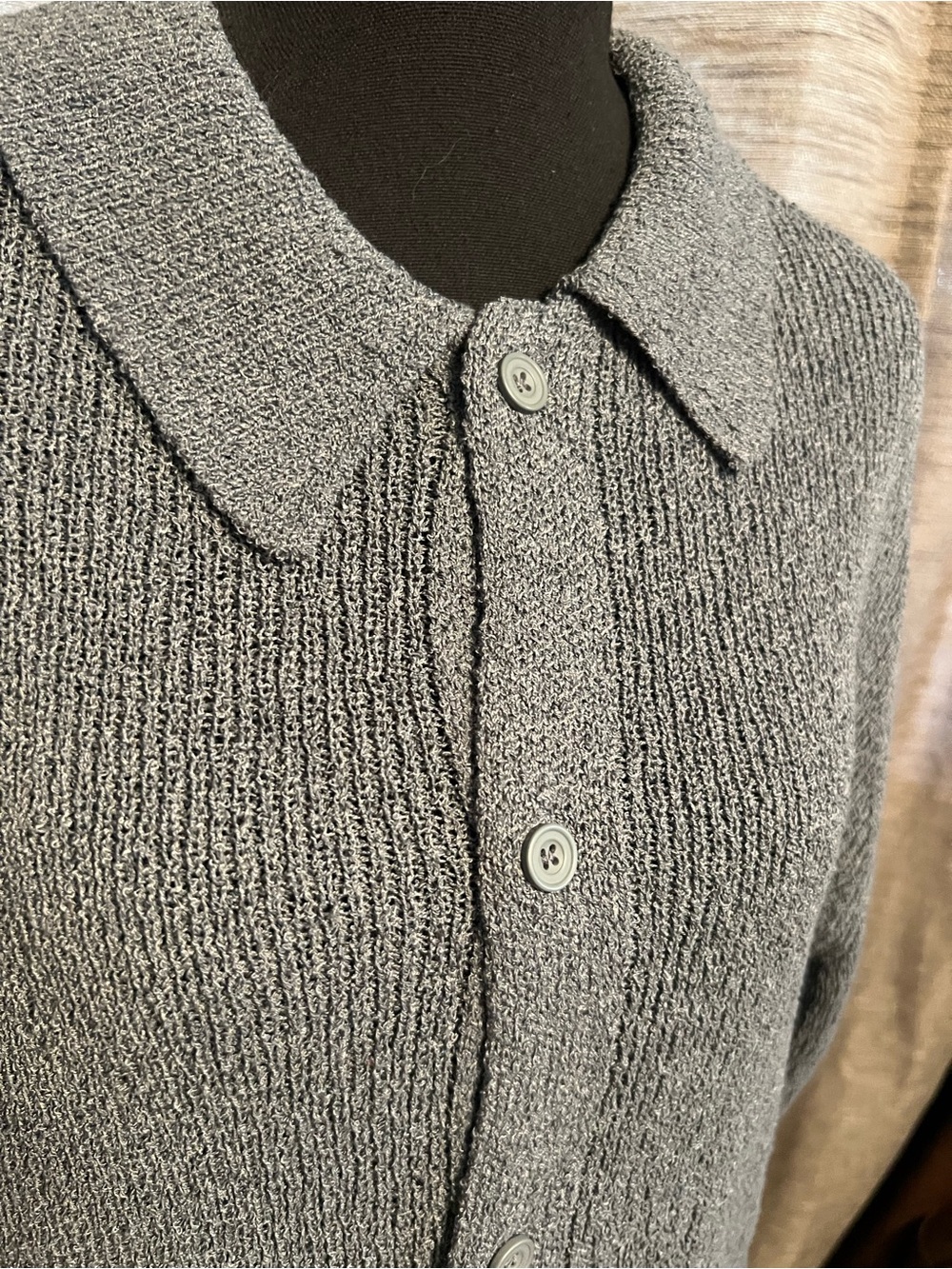 Classic light Blue Button-Front Men’s Knit Sweater with Collar